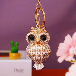 Owl Crystal Keyring Charm Pendant Handbag Purse Bag Key Ring Chain Keychain