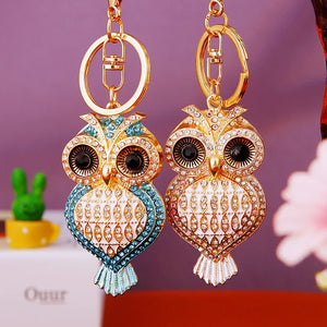 Owl Crystal Keyring Charm Pendant Handbag Purse Bag Key Ring Chain Keychain