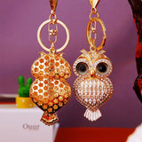 Owl Crystal Keyring Charm Pendant Handbag Purse Bag Key Ring Chain Keychain
