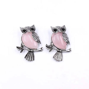 Owl Crystal Stone Brooch Pendant Charms Necklace Dual Purpose