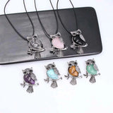 Owl Crystal Stone Brooch Pendant Charms Necklace Dual Purpose