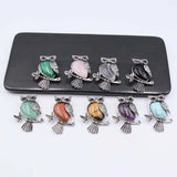 Owl Crystal Stone Brooch Pendant Charms Necklace Dual Purpose