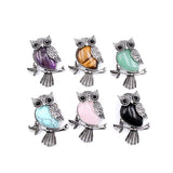 Owl Crystal Stone Brooch Pendant Charms Necklace Dual Purpose