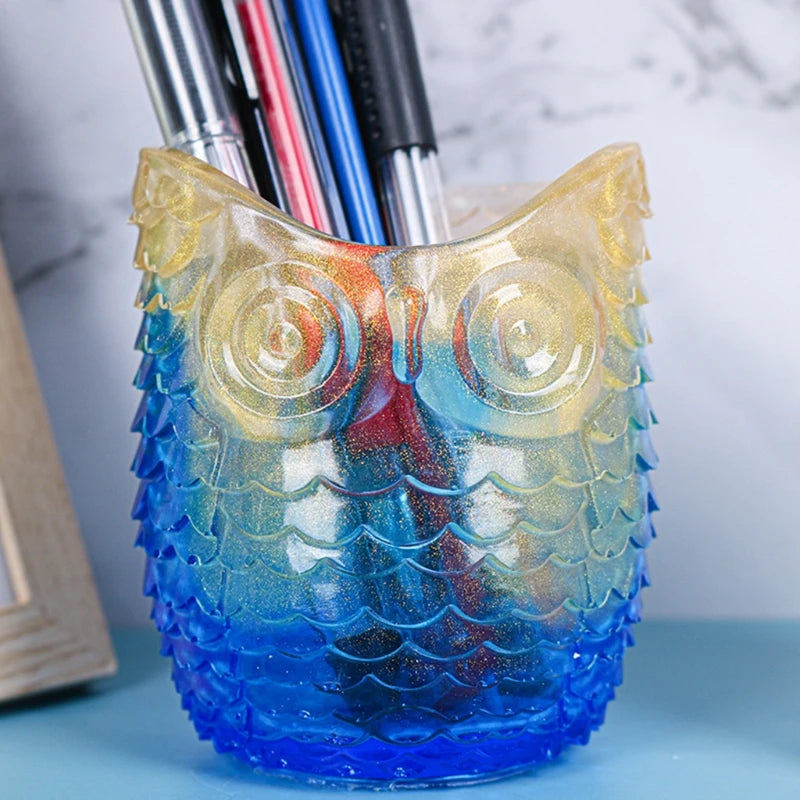 Owl Pen Holder Resin Mold DIY Crafts Jewelry Storage Organizer