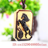 Ox Horn Horse Pendant Necklace - Chinese Natural Charm Jewelry