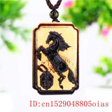 Ox Horn Horse Pendant Necklace - Chinese Natural Charm Jewelry