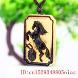 Ox Horn Horse Pendant Necklace - Chinese Natural Charm Jewelry