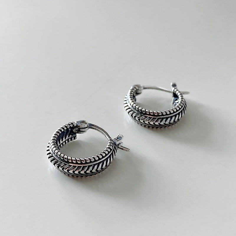 Vintage Silver Circle Earrings for Women - Dainty Hoop Jewelry