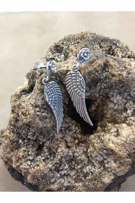 Oxidized Silver Wing Earrings
