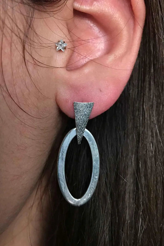 Oxidized Filigree Silver Wing Earrings