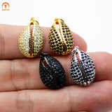 Oyster Shell Shape Pendant Micro CZ Paved Colors Silver