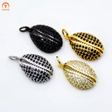 Oyster Shell Shape Pendant Micro CZ Paved Colors Silver