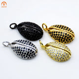 Oyster Shell Shape Pendant Micro CZ Paved Colors Silver