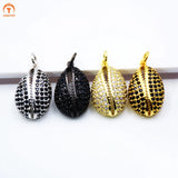 Oyster Shell Shape Pendant Micro CZ Paved Colors Silver