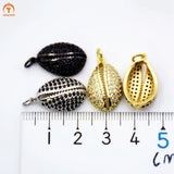 Oyster Shell Shape Pendant Micro CZ Paved Colors Silver