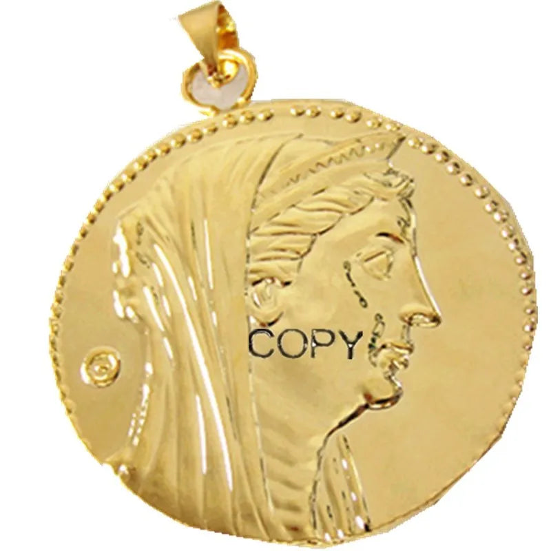 Greek Oktodrachme Coin Pendant Ptolemaios II Plated Jewelry