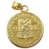 Netherlands 1925 Wilhelmina I, 10 Gulden Plated Coin Pendant