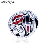 Safety Chain Love Heart Charm Beads Fit Bracelets Bangles
