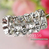 100pcs 6mm Silver Plated Rhinestone Spacer Beads