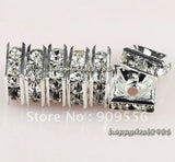 6x6mm Silver Square Rhinestone Spacer Beads, 100pcs/lot
