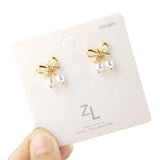 Retro Style Bow Pearl Earrings S925 Silver