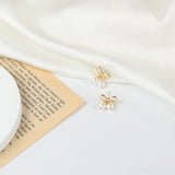 Retro Style Bow Pearl Earrings S925 Silver