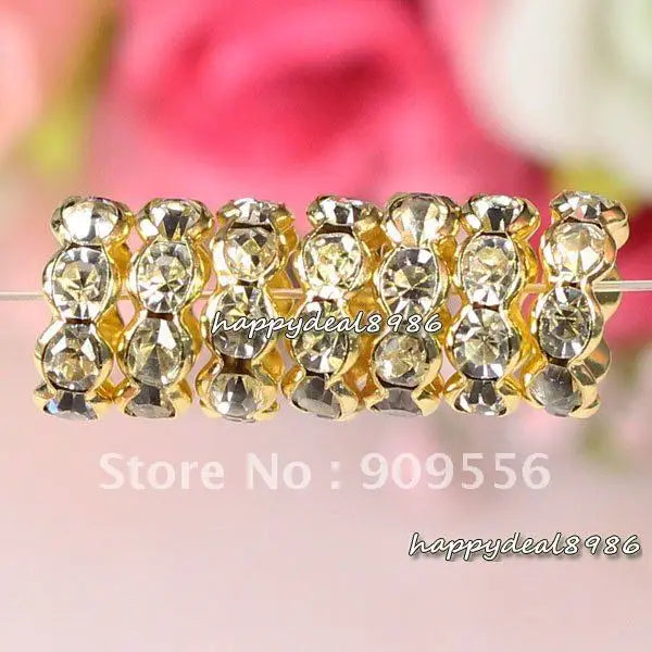 High Quality 6mm Gold Rhinestone Spacer Beads - 100pcs/lot