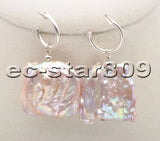 25mm Lavender Baroque Coin Keshi Pearl Dangle Earrings 925silver