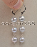 Gray Freshwater Pearl Dangle Earrings 925SS