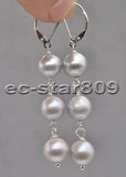 Gray Freshwater Pearl Dangle Earrings 925SS