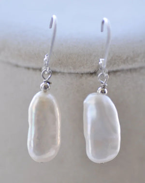 DENS Biwa Freshwater Pearl Dangle Earrings 925SC