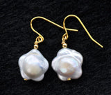 Baroque Plum Blossom Pearl Dangle Earrings - 16mm