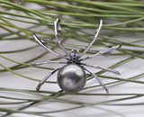 Elegant 16mm Shell Pearl Arachnid Brooch