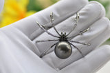 Elegant 16mm Shell Pearl Arachnid Brooch