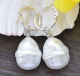 24mm Baroque Peacock-Black Shell Pearl Earrings