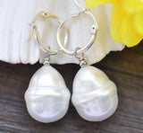 24mm Baroque Peacock-Black Shell Pearl Earrings