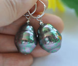 24mm Baroque Peacock-Black Shell Pearl Earrings