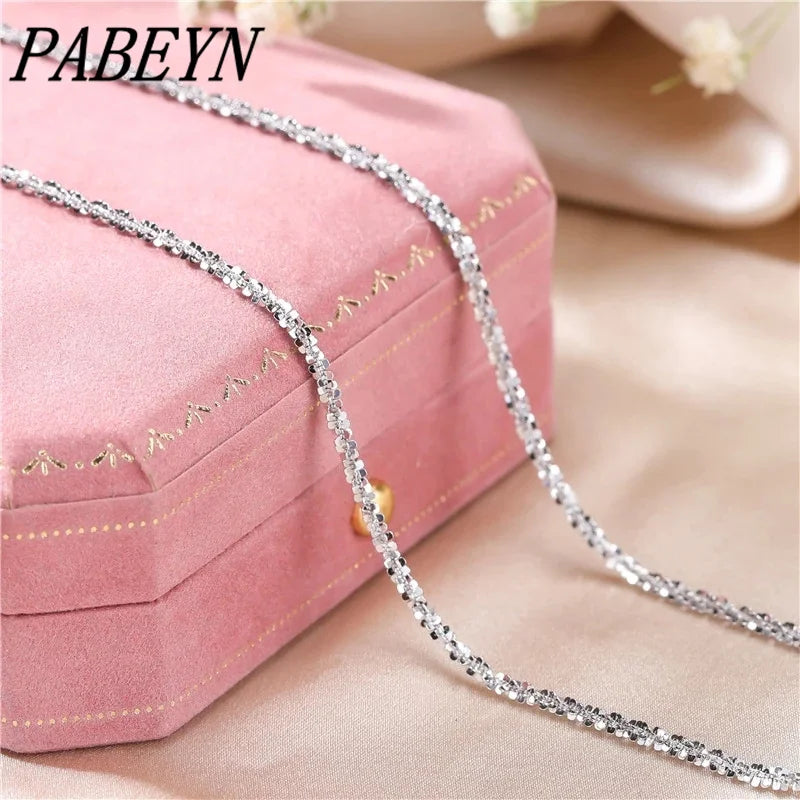 Sterling Silver Sparkling Sautoir Necklace Gift Chain