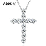 925 Silver Necklace Cross Pendant Zircon Crystal Jewelry