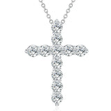 925 Silver Necklace Cross Pendant Zircon Crystal Jewelry