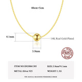 14K 925 Silver Bead Necklace Thin Ball Pendant Charm Chain for Girl