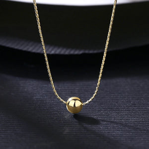 14K 925 Silver Bead Necklace Thin Ball Pendant Charm Chain for Girl