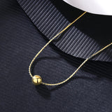 14K 925 Silver Bead Necklace Thin Ball Pendant Charm Chain for Girl
