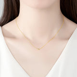 14K 925 Silver Bead Necklace Thin Ball Pendant Charm Chain for Girl