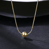 14K 925 Silver Bead Necklace Thin Ball Pendant Charm Chain for Girl