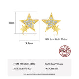 925 Silver Double Star Stud Earrings Zircon Girl Party Jewelry