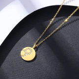 CZ Necklace Round Charm Silver 14K Pendant Chain for Women