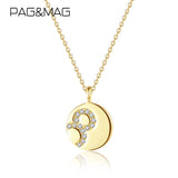 CZ Necklace Round Charm Silver 14K Pendant Chain for Women