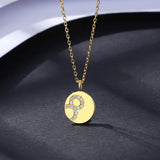 CZ Necklace Round Charm Silver 14K Pendant Chain for Women
