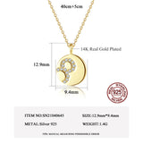 CZ Necklace Round Charm Silver 14K Pendant Chain for Women